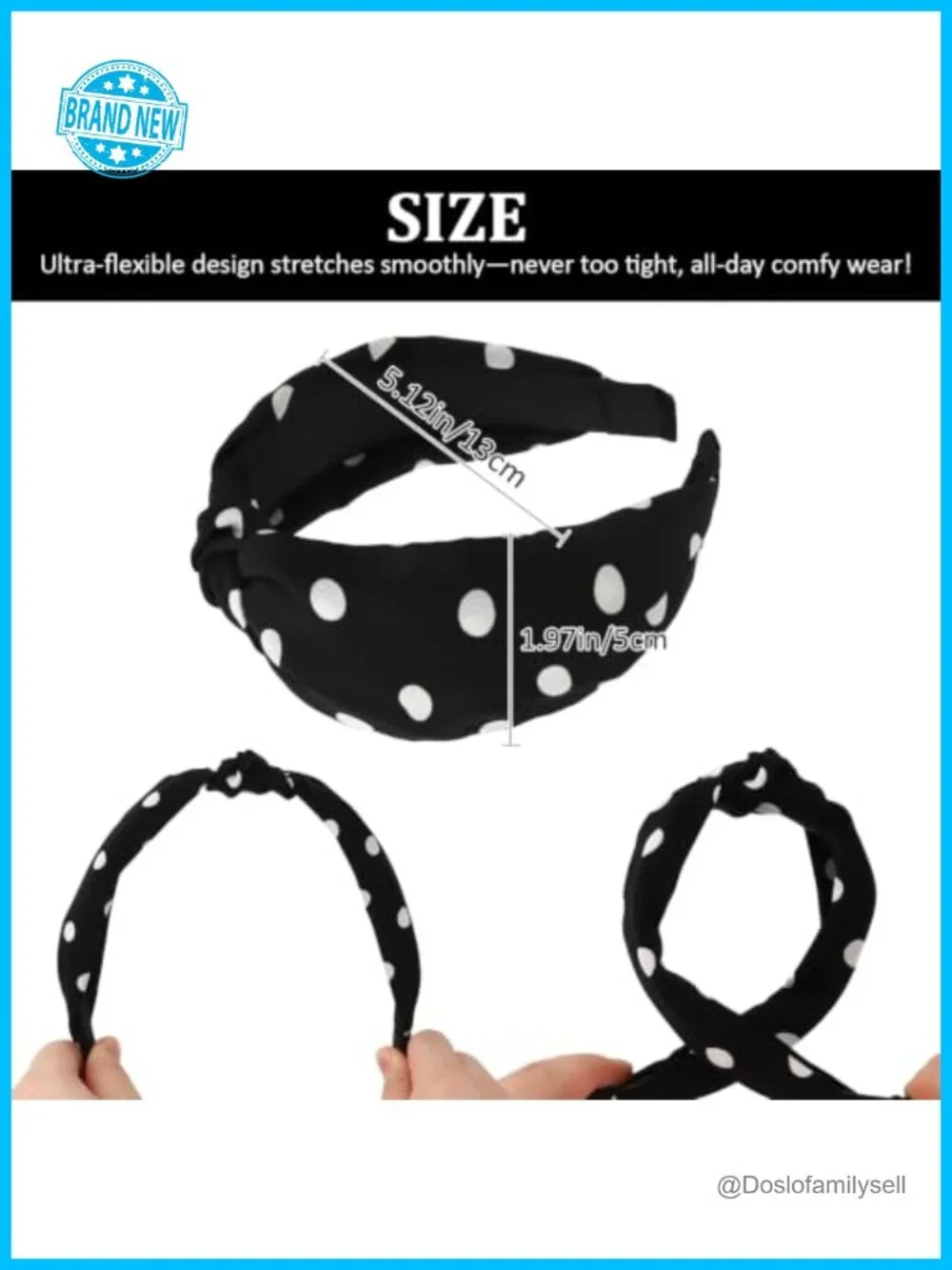 Polka Dot Knotted Headbands, Thin Cloth Fabric, Lightweight Hair Accessories
